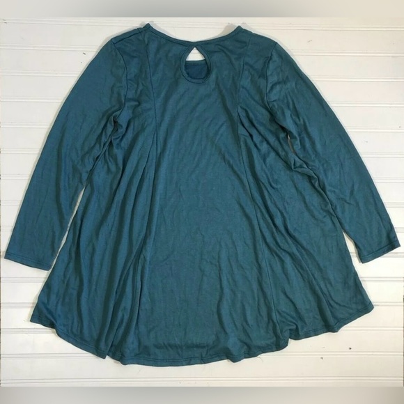 For All Seasons By Paper Crane Nordstrom Teal Keyhole Shirt Women Size Large - Picture 11 of 12